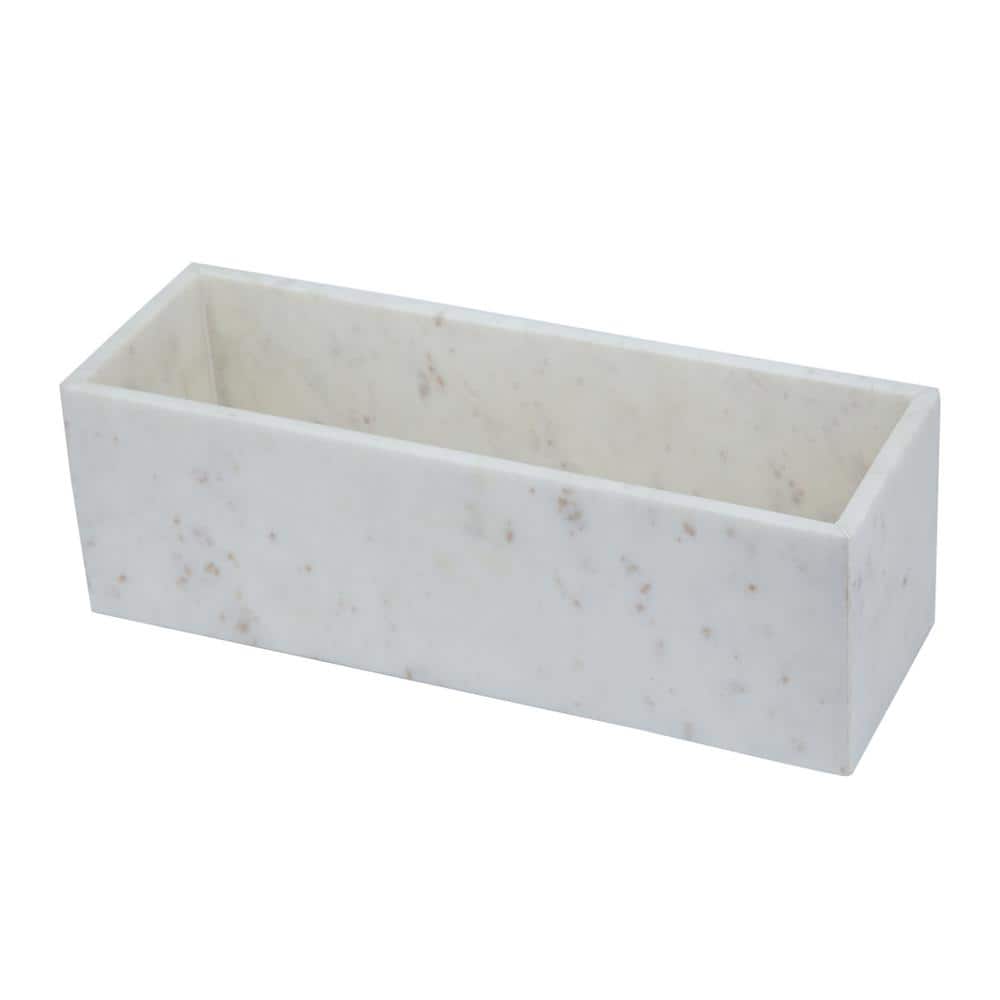 White Rectangular Marble Storage Tray