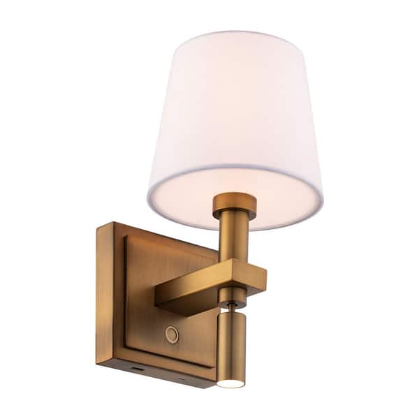 Chloe 1-Light Aged Brass Hardwired Swing Arm Wall Lamp 3000K