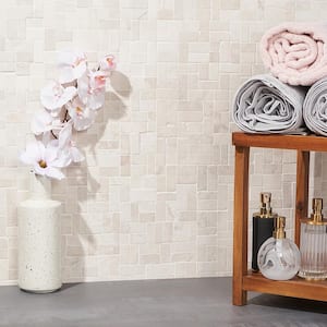 Countryside White 4 in. x 6 in. Interlocking Mosaic Floor and Wall Tile Sample