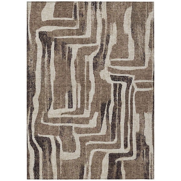 Chantille Machine Washable Indoor/Outdoor Abstract ACN2902 Taupe 8 ft. x 10 ft. Area Rug