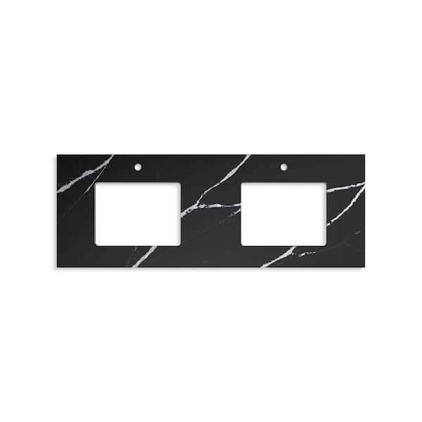 Silestone 61 in. W x 22.4375 in. D Quartz Double Rectangle Cutouts with Vanity Top in Eternal Marquina