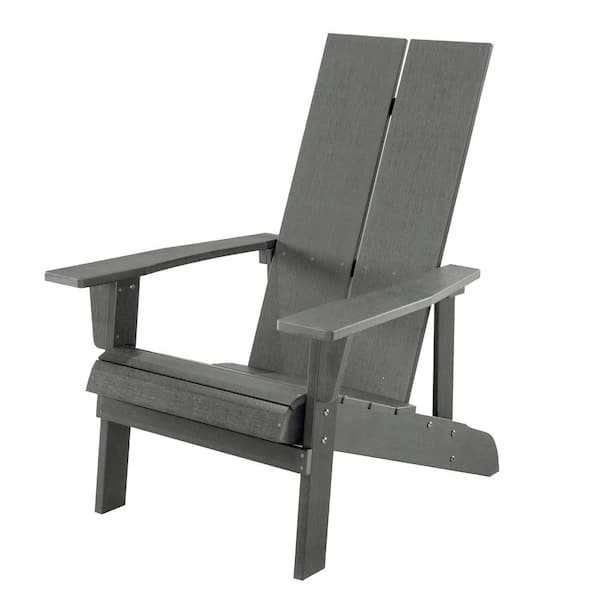 Sudzendf Outdoor Plastic Wood Adirondack Chair Weather Resistant Outdoor Patio Chair in Gray