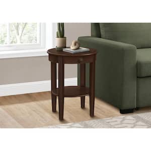 17.25 in. Espresso Veneer Round Top MDF End Table with 2-Tier and Transitional Style