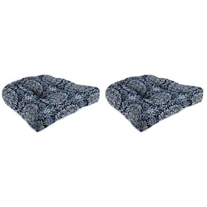 18 in. L x 18 in. W x 4 in. T Tufted Outdoor Wicker Seat Cushion in Dresden Midnight (2-Pack)