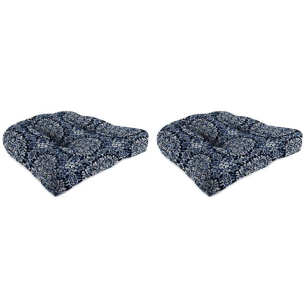 Jordan Manufacturing 18 in. L x 18 in. W x 4 in. T Tufted Outdoor Wicker Seat Cushion in Dresden Midnight (2-Pack)