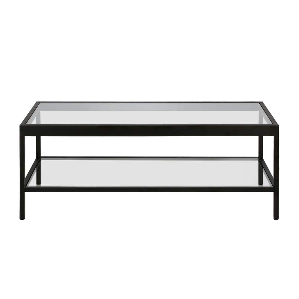 Alexis 45" Blackened Bronze Rectangular Glass Coffee Table