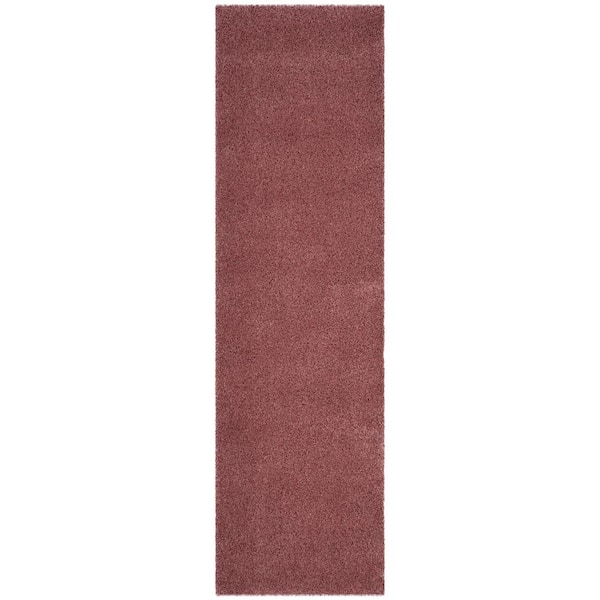 California Shag 2 ft. x 15 ft. Rose Solid Flokati Runner Rug