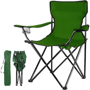 Green Alloy Steel, Polyester Portable Folding Camping Chair with Storage Bag