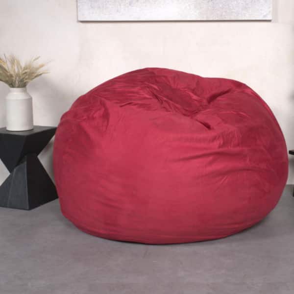 Red Bean Bag Chair for Adults & Kids, Microsuede Bean Bag Sofa with Removable Cover, Shredded Foam Filled Lounge Chair