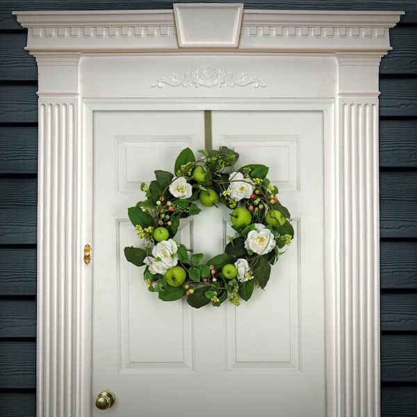 National Tree Company 24 in. Artificial Rose and Apples Wreath