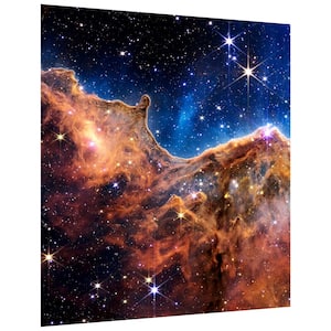 "Carina Nebula I" Multi-color Free Floating Reverse Unframed Printed Tempered Art Glass Wall Art 38 in. x 38 in.