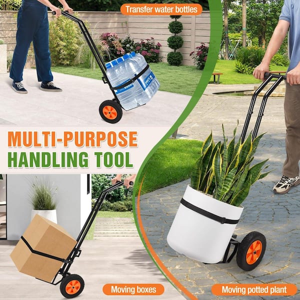 43.3 in. Black Steel Rectangular Indoor/Outdoor Plant Dolly Cart with Adjustable Arm and Suction Cups