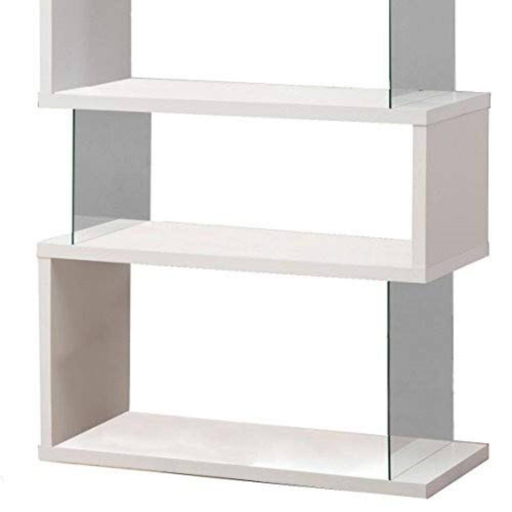 Sophia Glossy White Wooden Kids' Bookcase with Tempered Glass Sides