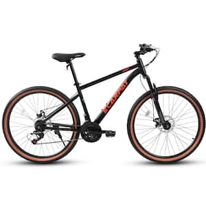 27.5 in. Black and Red Mountain Bikes, 21-Speed Disc Brakes Trigger Shifter, Carbon Steel Frame Commuter City Bicycles