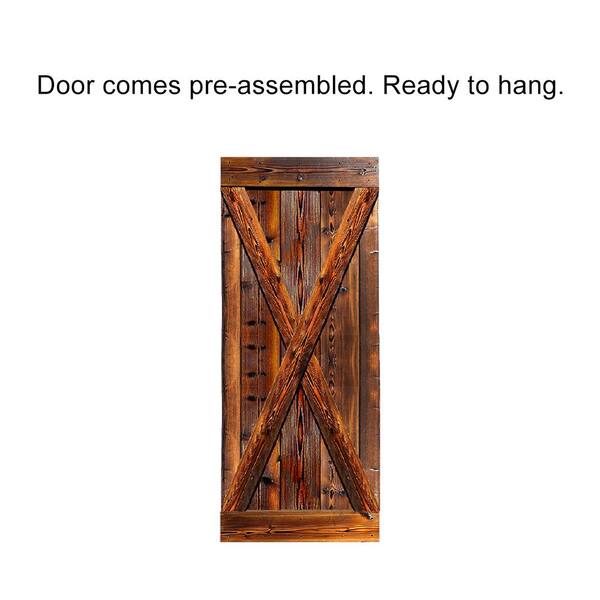Calhome 42 In X 84 In X Series Pre Assembled Walnut Stained Thermally Modified Solid Wood Sliding Barn Door With Hardware Kit Swd11 Ab 96 Door Asm X42btm