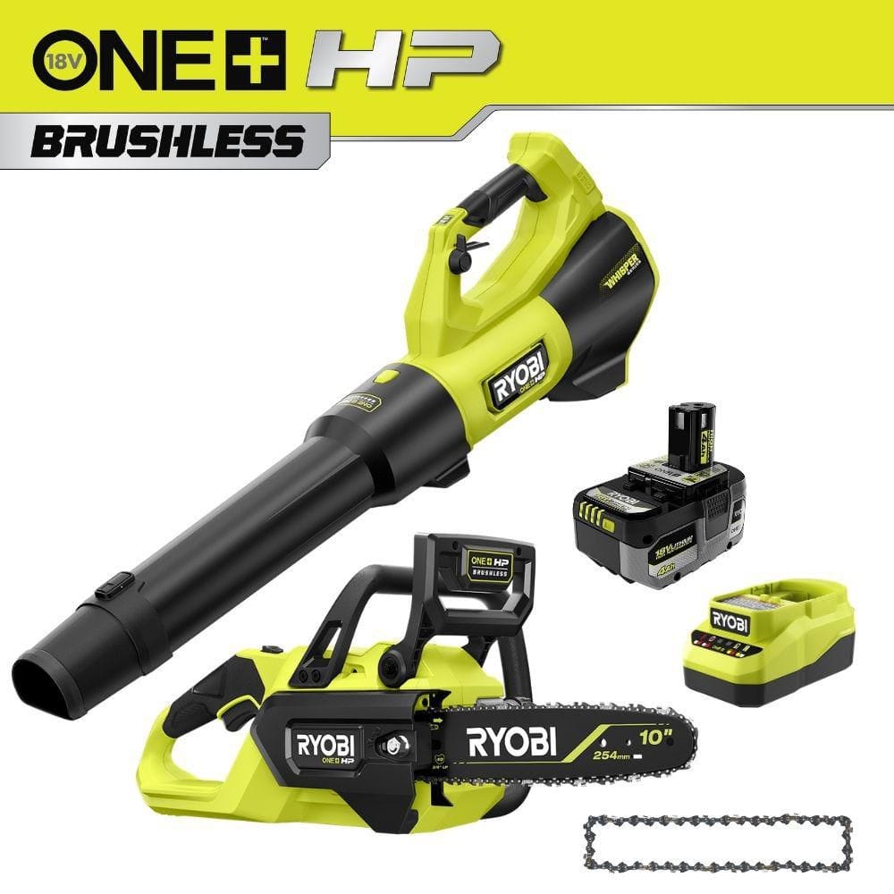 "ONE+ HP 18V Brushless 10"" Cordless Battery Chainsaw & 130 MPH 510 CFM Blower w/ Extra Chain, 6.0 Ah Battery & Charger" price history on PriceWatchPro