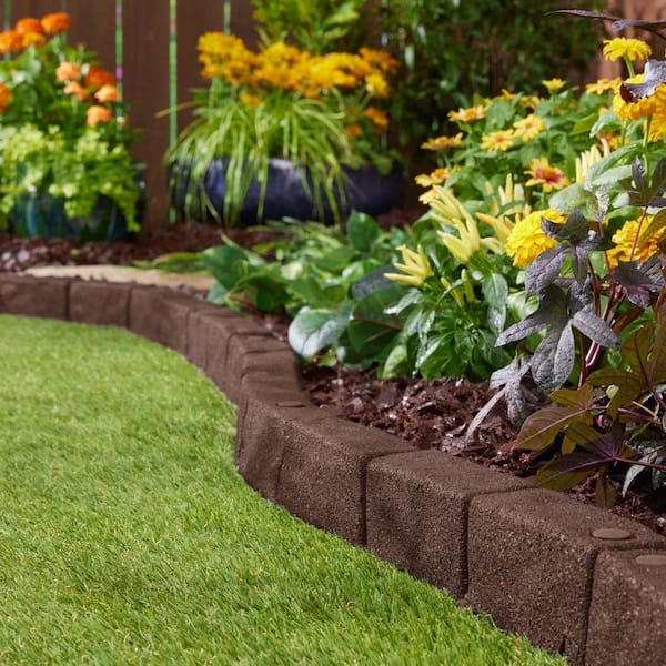 48 in. x 2.5 in. x 3 in. Brown SmartLoc Cobblestone Rubber Edging (36-Pack)