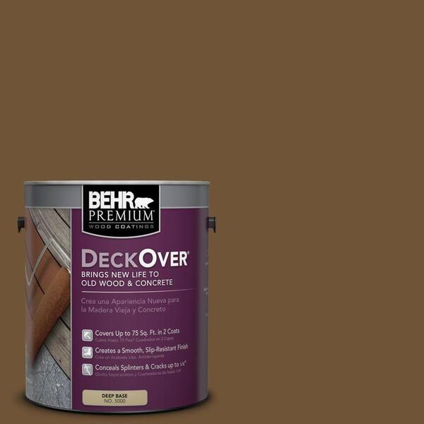 BEHR Premium DeckOver 1 gal. #SC-109 Wrangler Brown Solid Color Exterior Wood and Concrete Coating
