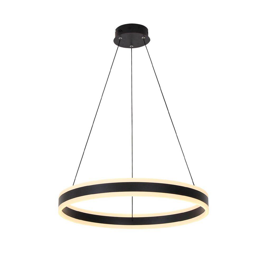 "1 Light Ring Dimmable Integrated LED Black Pendant Light for Living Room Bedroom Entry, 23.6"" Dia" price history on PriceWatchPro