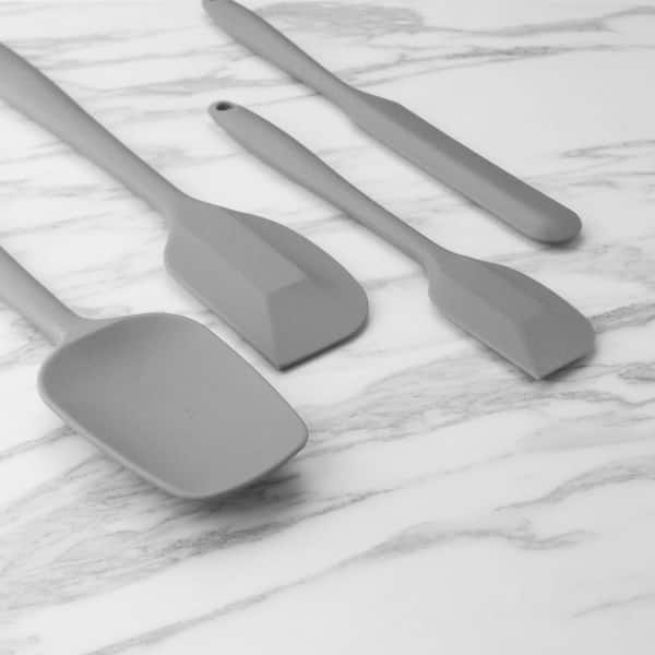 Silicone Spatula Set, 4-Piece, Heat Resistant, Non-Scratch, with Stainless Steel Core, Gray for Cooking and Baking