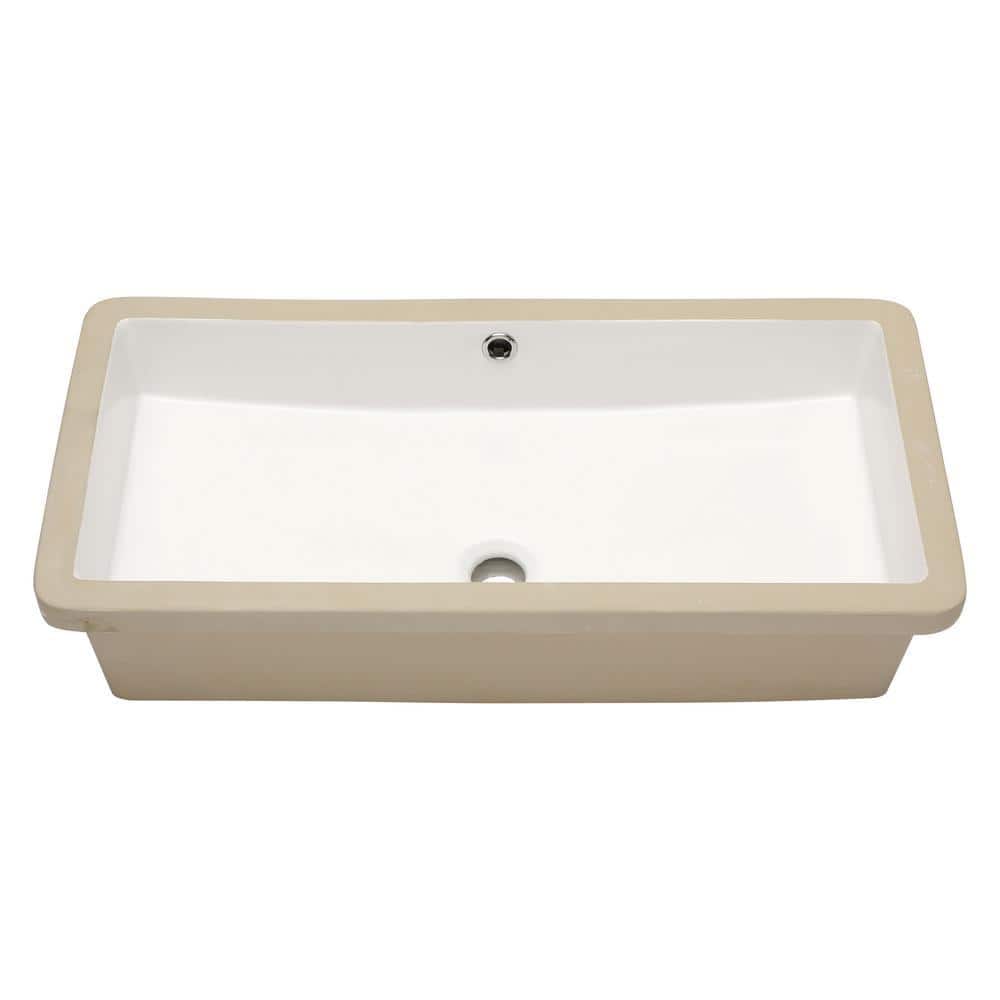 Logmey 28 in. Rectangular Undermount Vessel Bathroom Sink in White