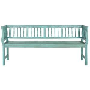 Brentwood 68.1 in. 3-Person Oriental Blue Acacia Wood Outdoor Bench