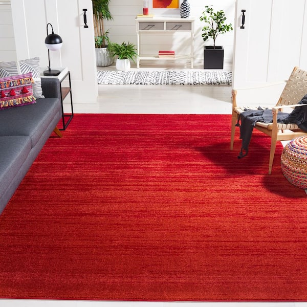 Adirondack Red/Gray 9 ft. x 12 ft. Solid Color Striped Area Rug