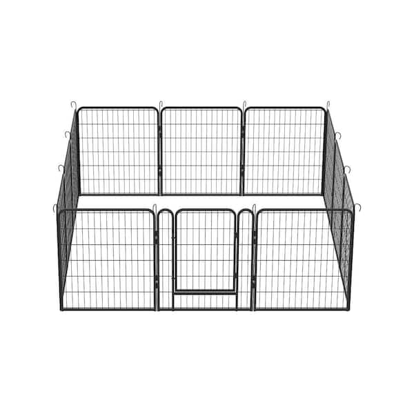 Amu Colo 12 -Panels Heavy-Duty Metal Playpen with Door,31.7 in. H Dog Fence Pet Exercise Pen for Outdoor