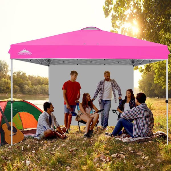 EAGLE PEAK 12 ft. x 12 ft. Pop up Canopy Tent with One Sidewall and 4-Sand Bags