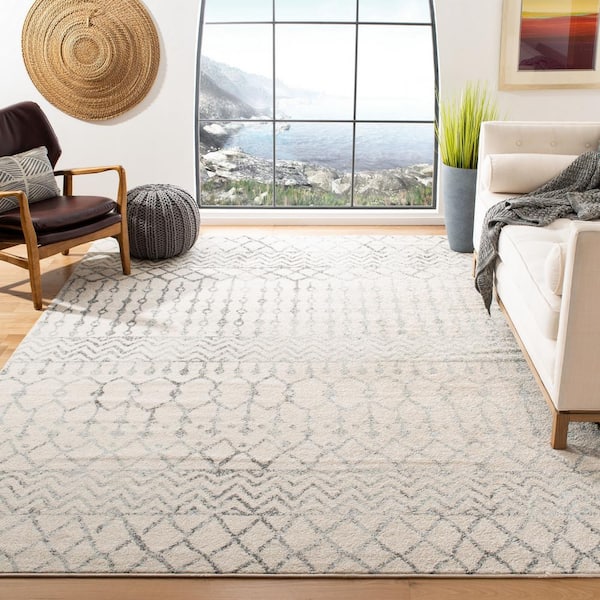 Tulum 12 ft. x 15 ft. Ivory/Gray Geometric Area Rug