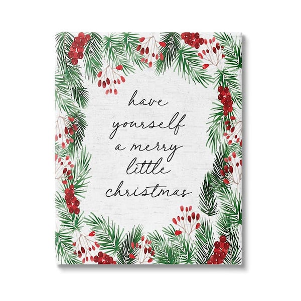 Stupell Industries Little Christmas Script by Lettered and Lined 1-Piece Unframed Graphic Print Nature Poster Art Print 20 in. x 16 in.