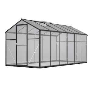 6 ft. x 12 ft. Outdoor Aluminum Large Walk-in Polycarbonate Greenhouse, w/ Double Door, Ventilation Windows, Rain Gutter