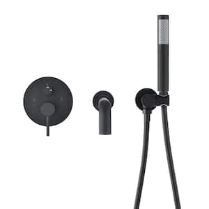 2-Handle 2-Spray Wall Mount Tub and Shower Faucet with Handheld Shower in Matte Black (Valve Included)