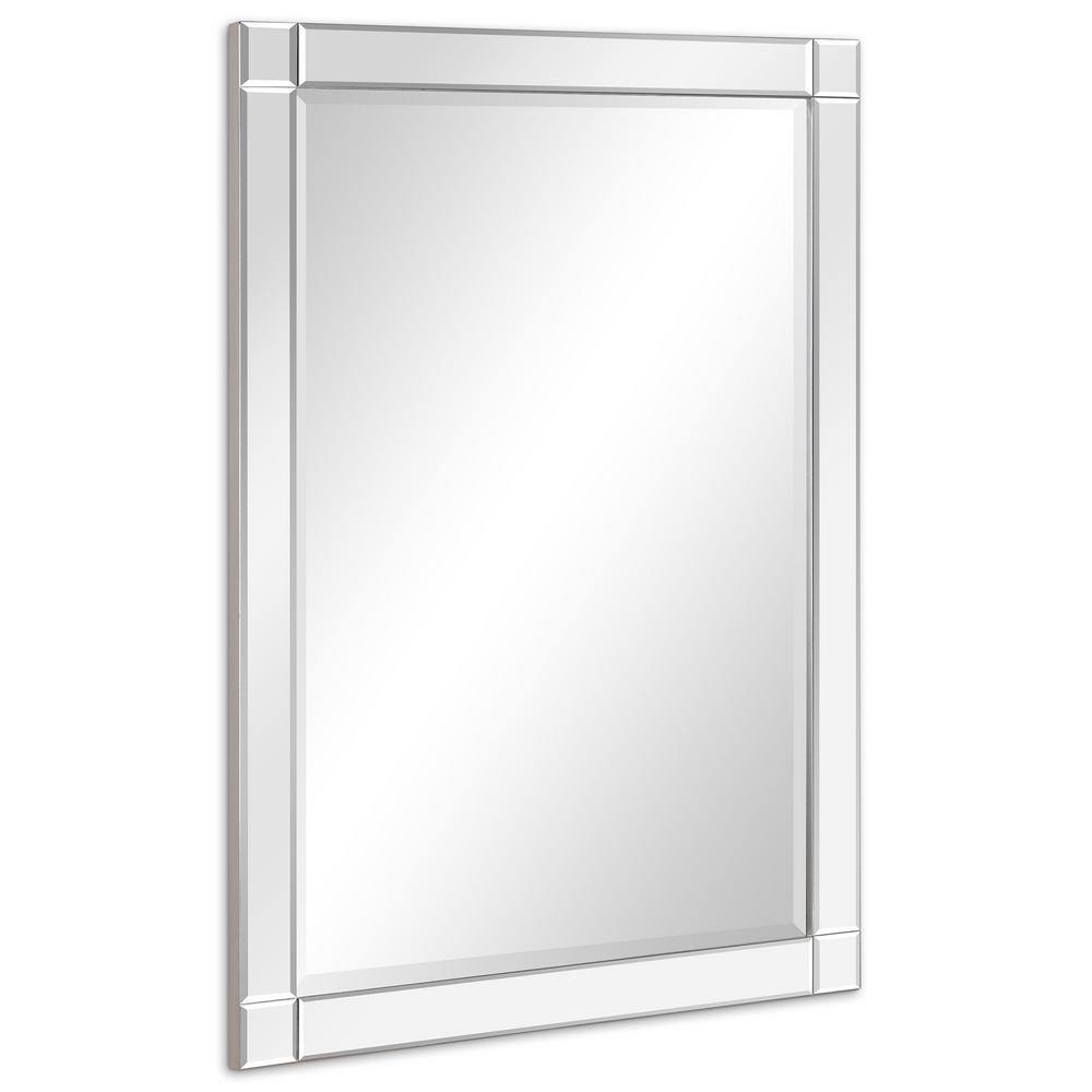 Elegant Full-Length 30" x 40" Rectangular Beveled Wall Mirror with Solid Wood Frame