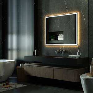 40 in. W x 32 in. H Large Rectangular Frameless Anti-Fog Move Sensor Wall Mount Bathroom Vanity Mirror in Silver