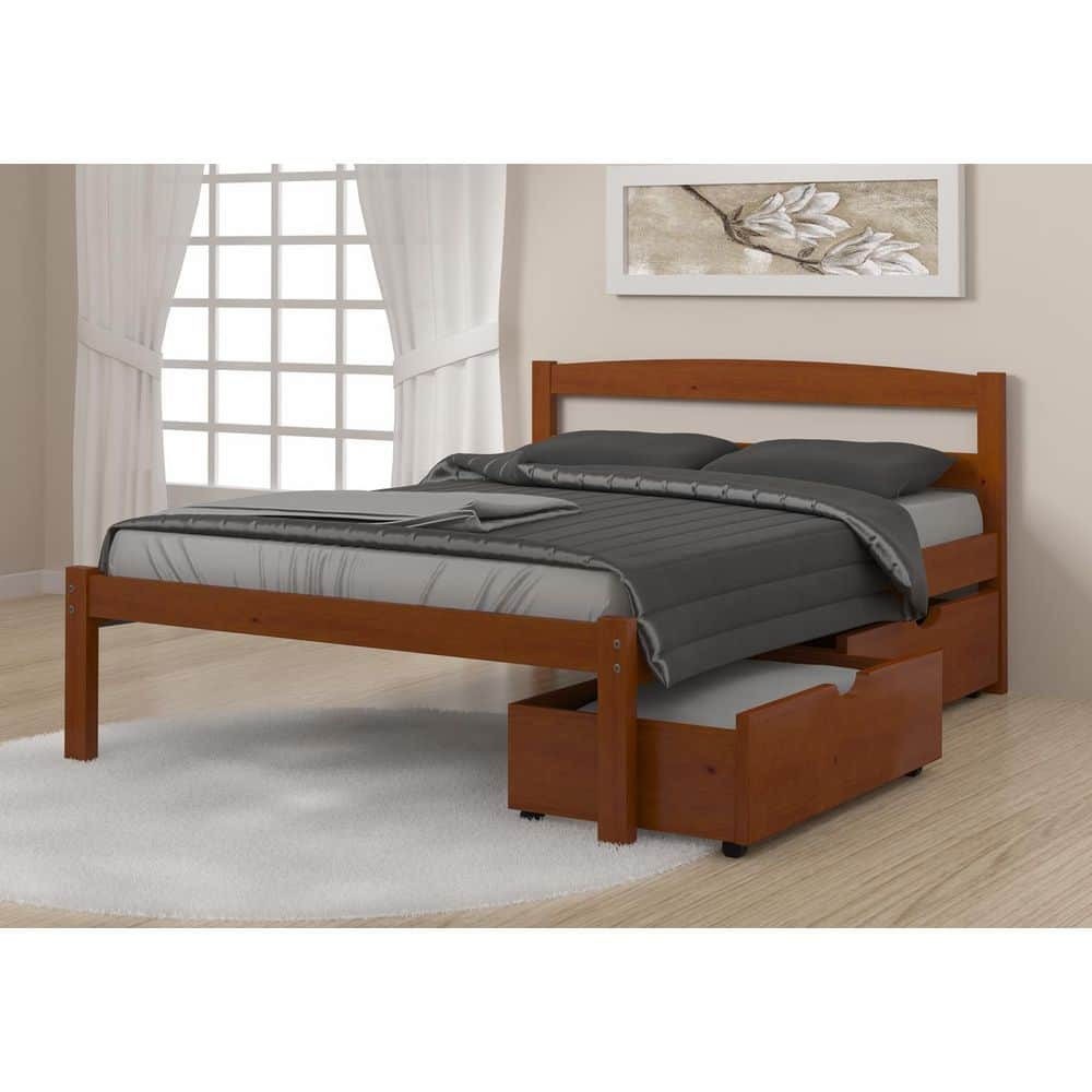 Brown Light Espresso Full Econo Bed with Dual Under Bed Drawers -  Donco Kids, 575FE505E