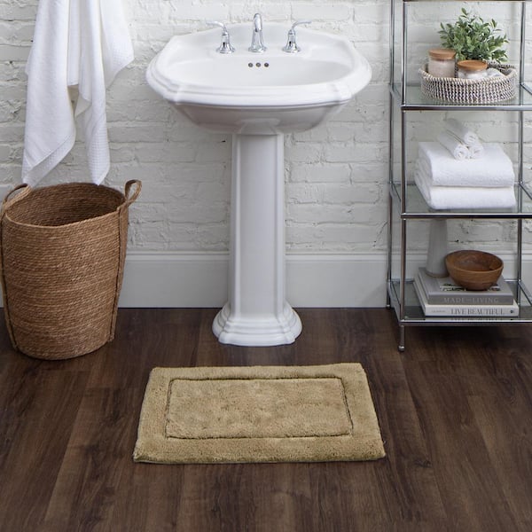 Regency Taupe 21 in. x 34 in. Tan Cotton Machine Washable Bath Mat