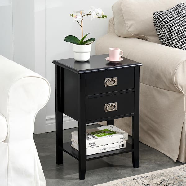 VECELO Tall Nightstand, Bedside Table with 1 Drawers and Storage Shelf,  Industrial Telephone End Table For Small Space, Black KHD-HD-NS13-BLK - The  Home Depot