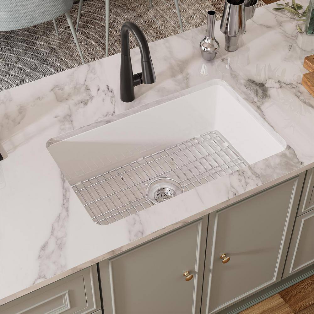 Oslo White Fireclay Single Bowl Drop-In Kitchen Sink