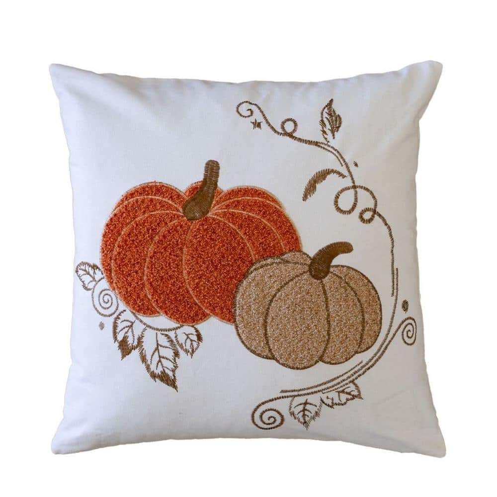 Holiday Harvest Spice Embroidered Pumpkin Graphic Polyester 20 in. x 20 in. Decorative Throw Pillow price history on PriceWatchPro