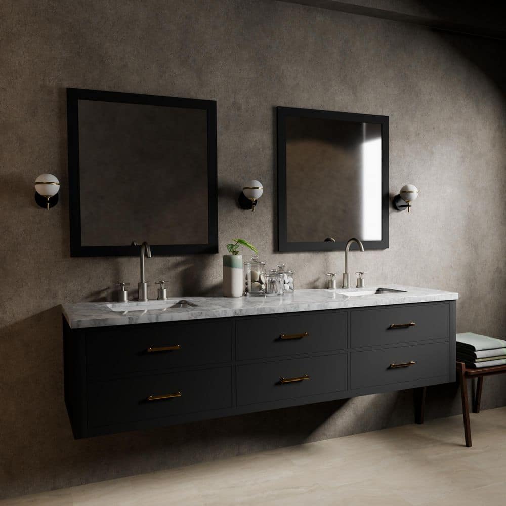 Sherman 80 in W x 22 in D Black Double Bath Vanity and Carrara Marble Top price history on PriceWatchPro