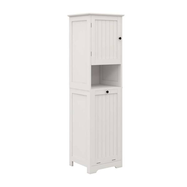 XUJMK 16 in. W x 14 in. D x 55 in. H White Linen Cabinet, 1