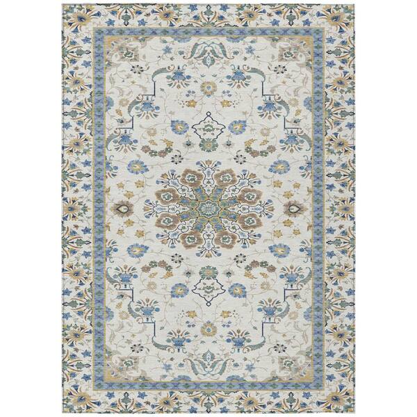 Chantille Machine Washable Indoor/Outdoor Abstract ACN2845 Ivory 9 ft. x 12 ft. Area Rug