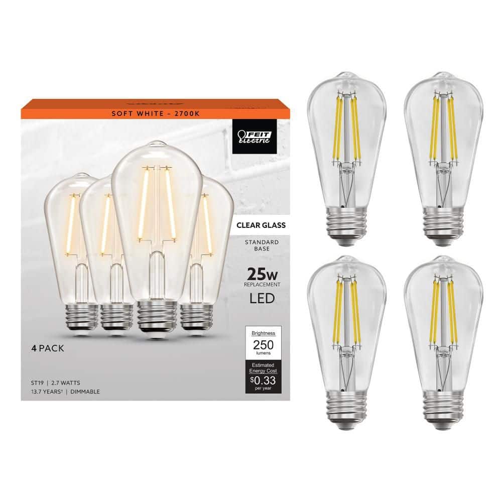 Feit Electric 25W Equivalent ST19 Dimmable Straight Filament Clear