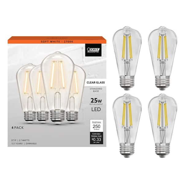 Feit Electric 25W Equivalent ST19 Dimmable Straight Filament Clear