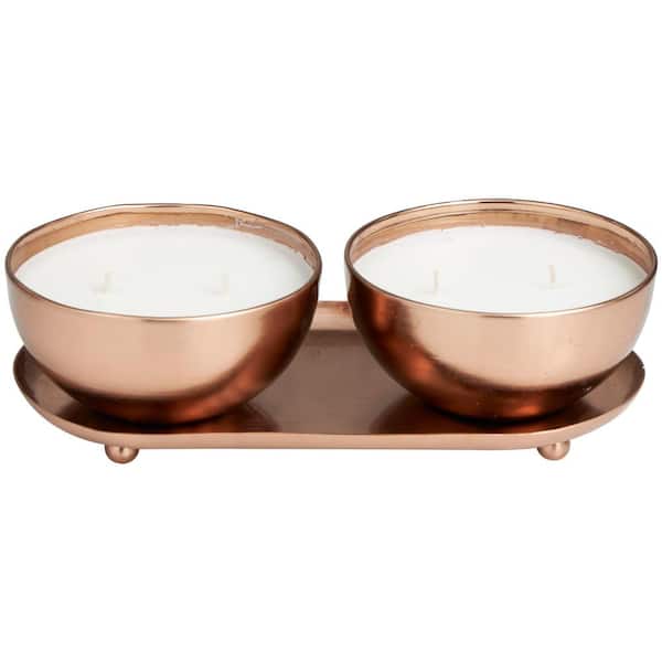 CosmoLiving by Cosmopolitan Copper Tropical Breeze Scented 12 oz. 2 Wick Candle with White Wax (Set of 2)