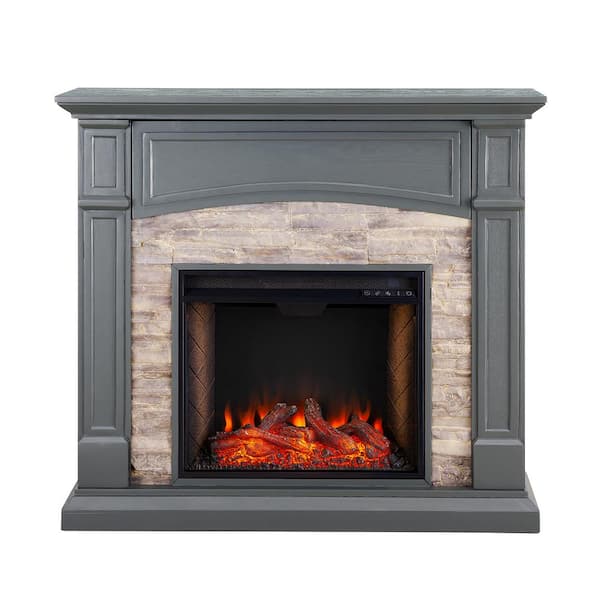 Southern Enterprises Ernesto Alexa-Enabled 45.75 in. Electric Smart Fireplace in Gray