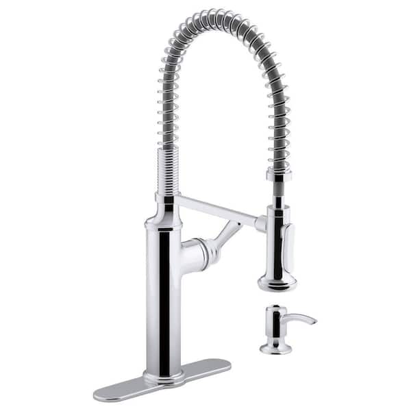 KOHLER Sous Pro-Style Single Handle Pull Down Sprayer Kitchen Faucet in Polished Chrome