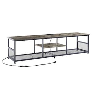 TV Stand with Power Outlets for Televisions up to 80", 70" Media Entertainment Center with 3-Tier Open Shelves Gray