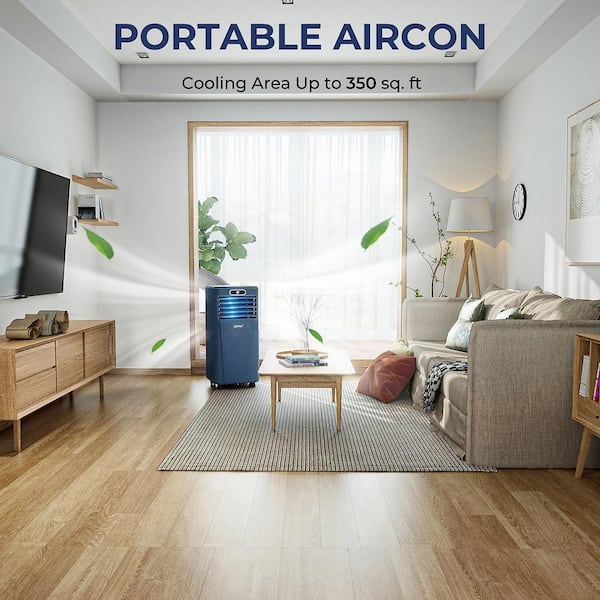6,000 BTU Portable Air Conditioner Cools 350 Sq. Ft. with Remote in Blue